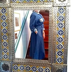 d.Frank blue dress w/ belt and white embroidery